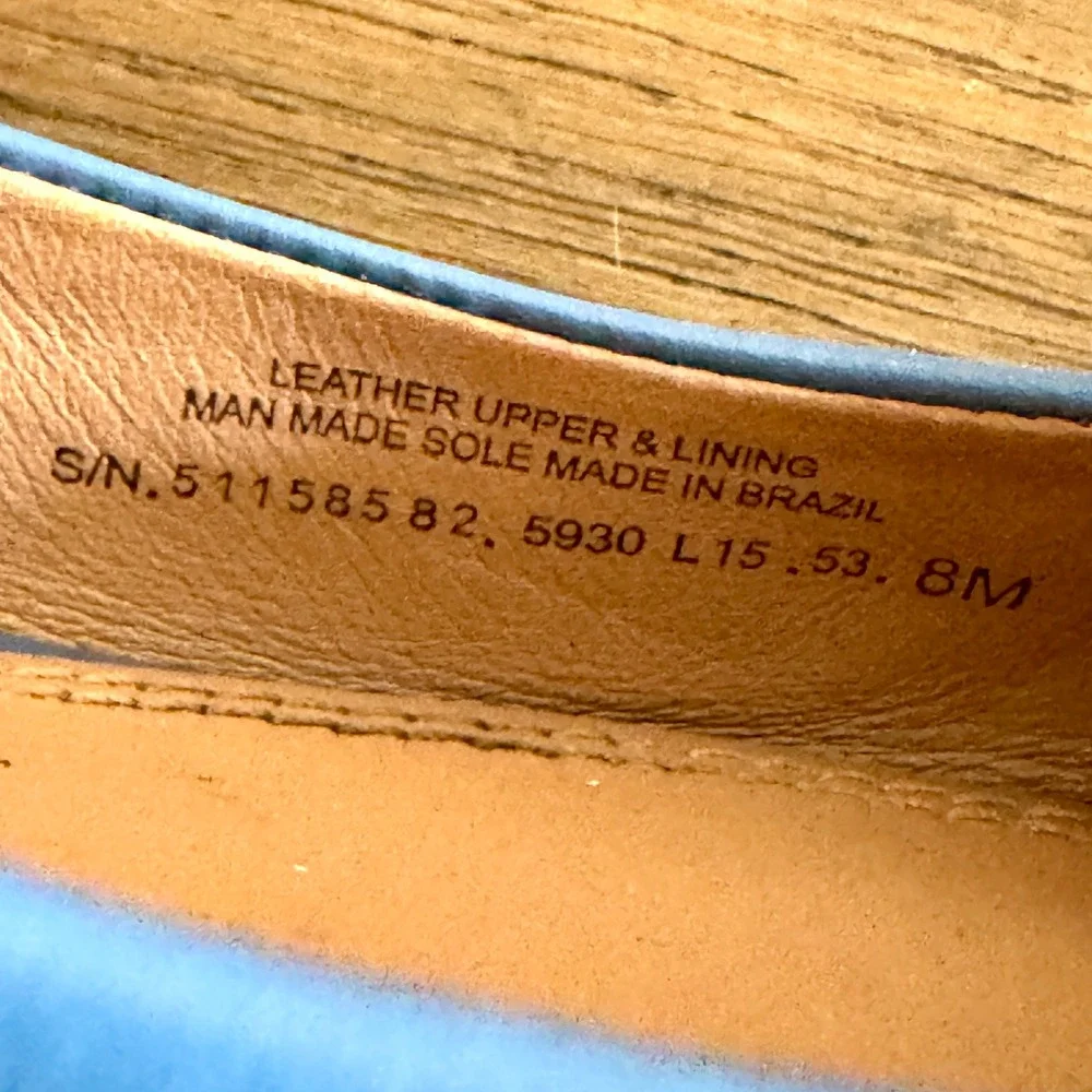 Tory Burch Lowell 2 Leather Ballet Flats 8 Blue Macaw Logo Medallion Preppy Luxe